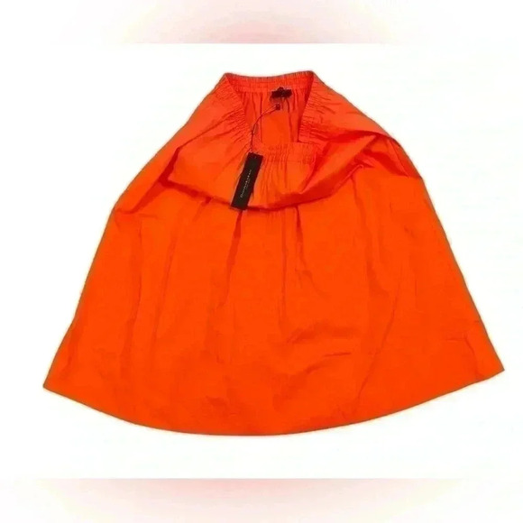 NWT DONNA KARAN NEW YORK Orange Pleated ALine Skirt in Coastal Garden Size Small - Picture 4 of 8